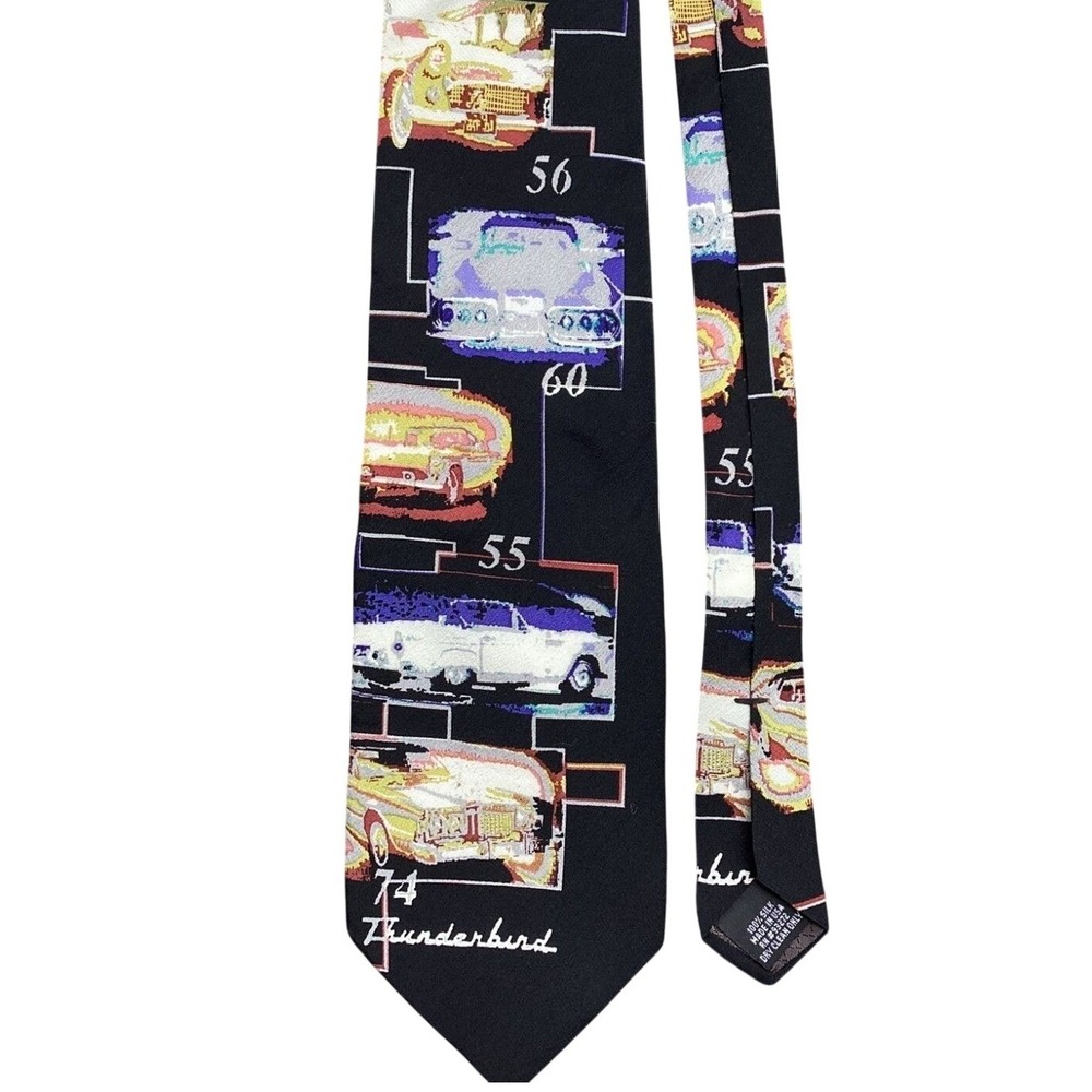 Vintage Ford Thunderbird Silk Tie Classic T-Birds Necktie Designer‎ Licensed